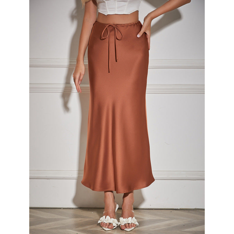 Damen Maxi-Rock mit elastischemBund und seitlicher Bindegurt WW