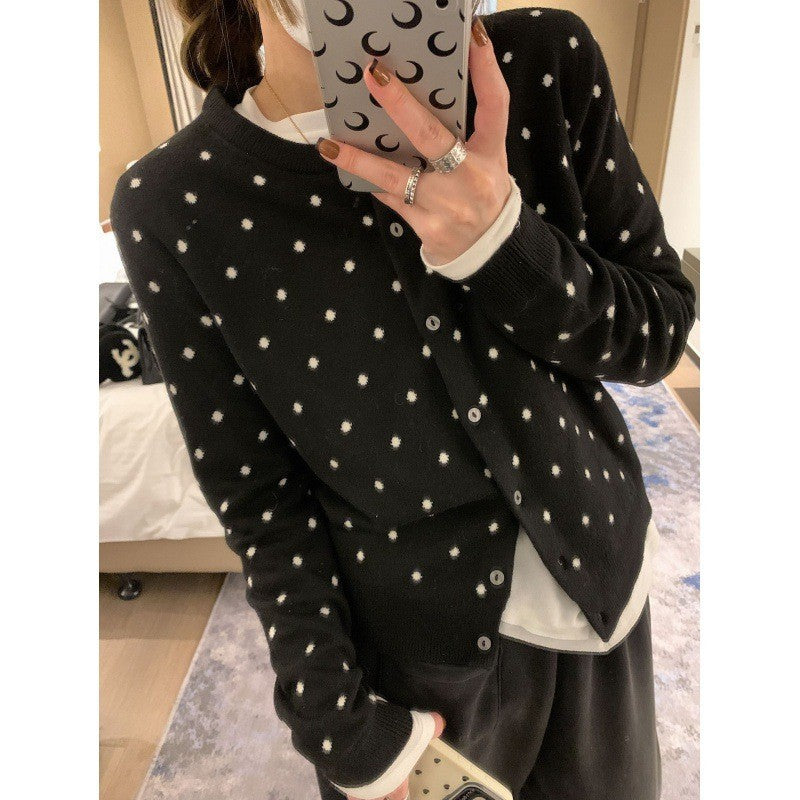 Damen Strickjacke mit Punktmuster WW