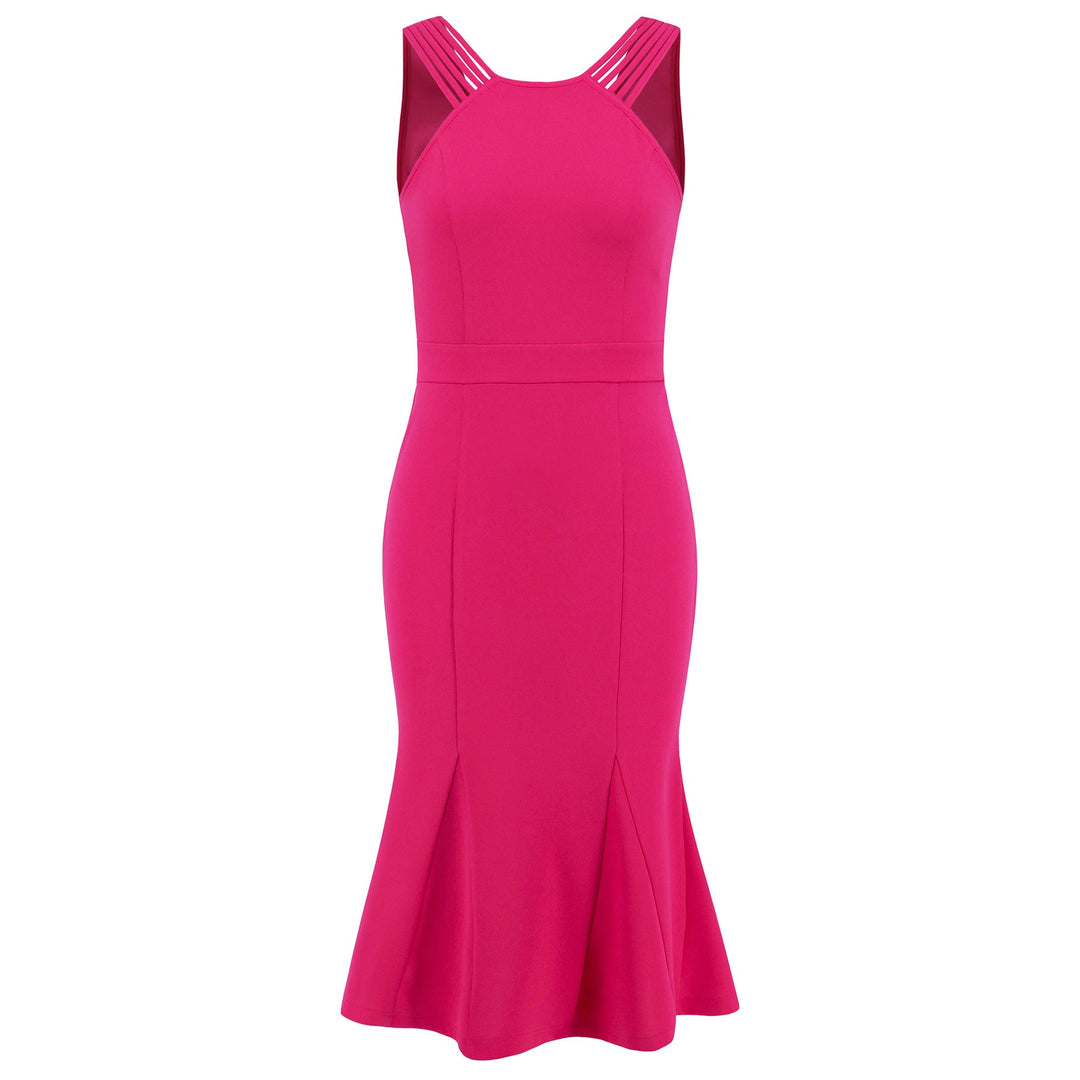 Damen Midi-Kleid mit raffiniertem Rückenausschnitt und ausgestelltem Saum W&W Mode