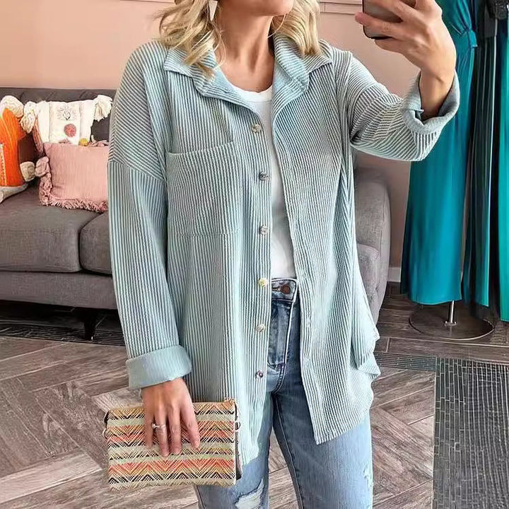 Damen lässige Strickjacke mit Knopfleiste W&W Mode