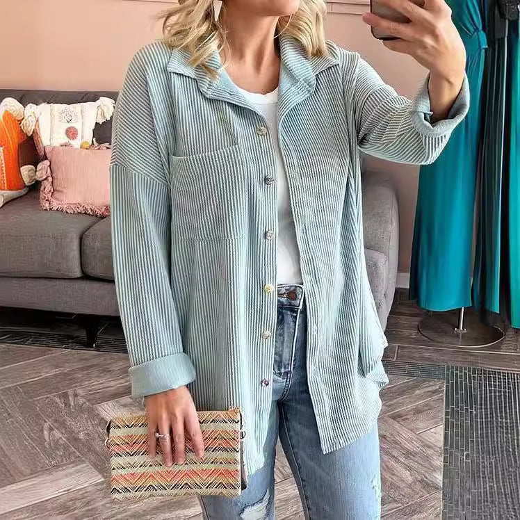 Damen lässige Strickjacke mit Knopfleiste WW