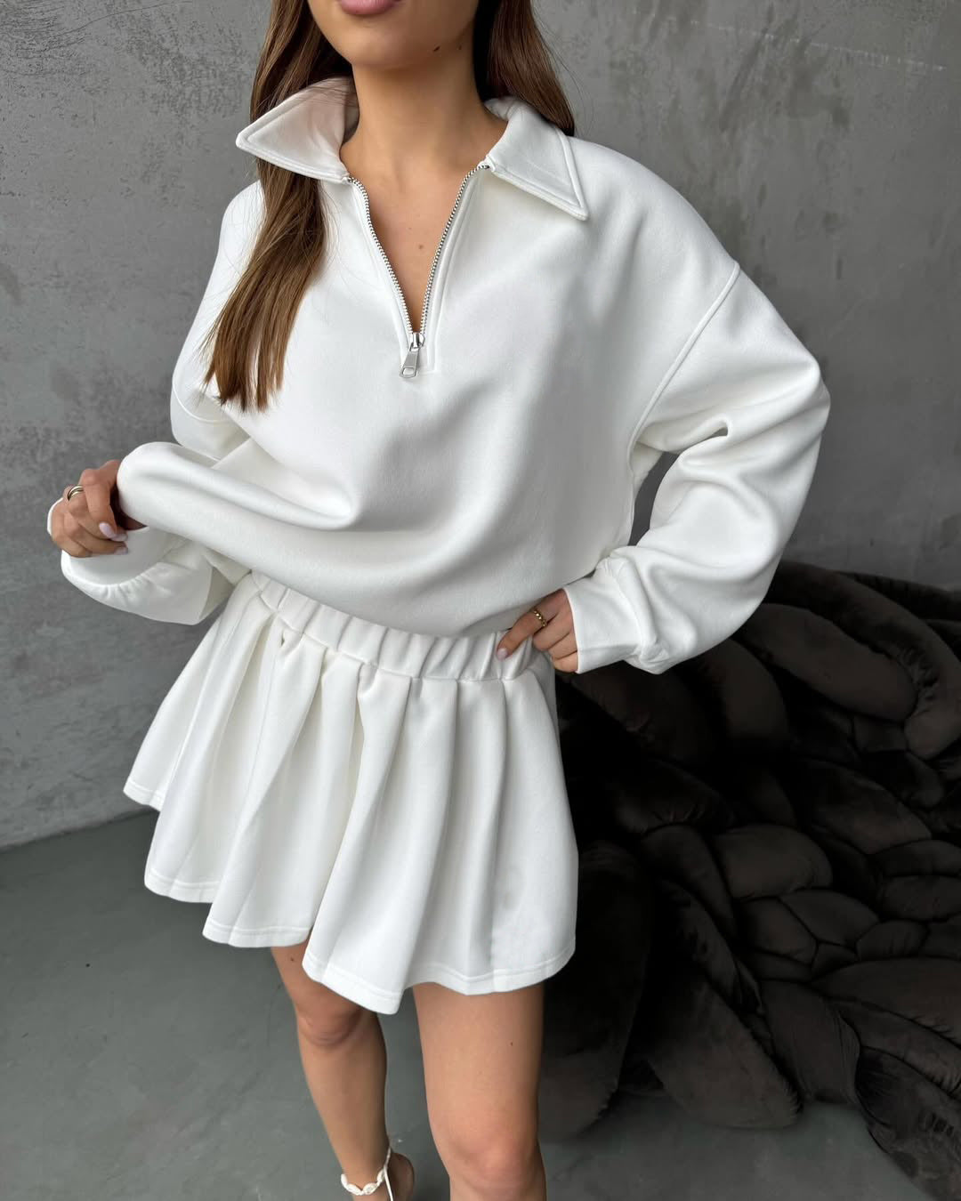 Damen sportlicher Pullover mit Reißverschluss WW