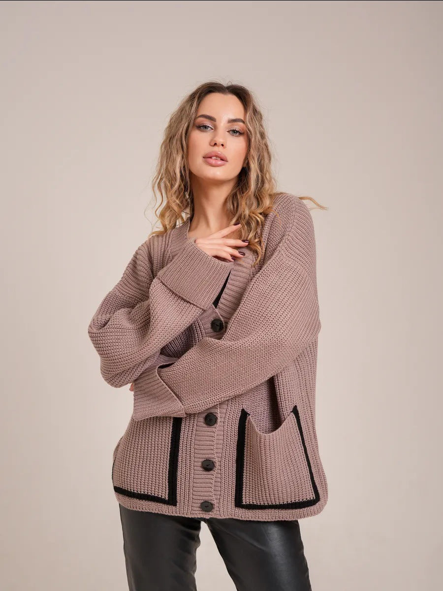 Damen Strickcardigan mit kontrastierenden Knopfdetails und strukturiertem Design WW
