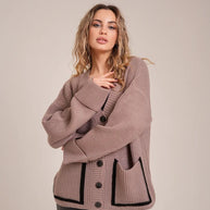 Damen Strickcardigan mit kontrastierenden Knopfdetails und strukturiertem Design WW