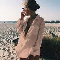 Damen Strandbluse aus leichtem Baumwollmix mit feinen Knopfdetails WW