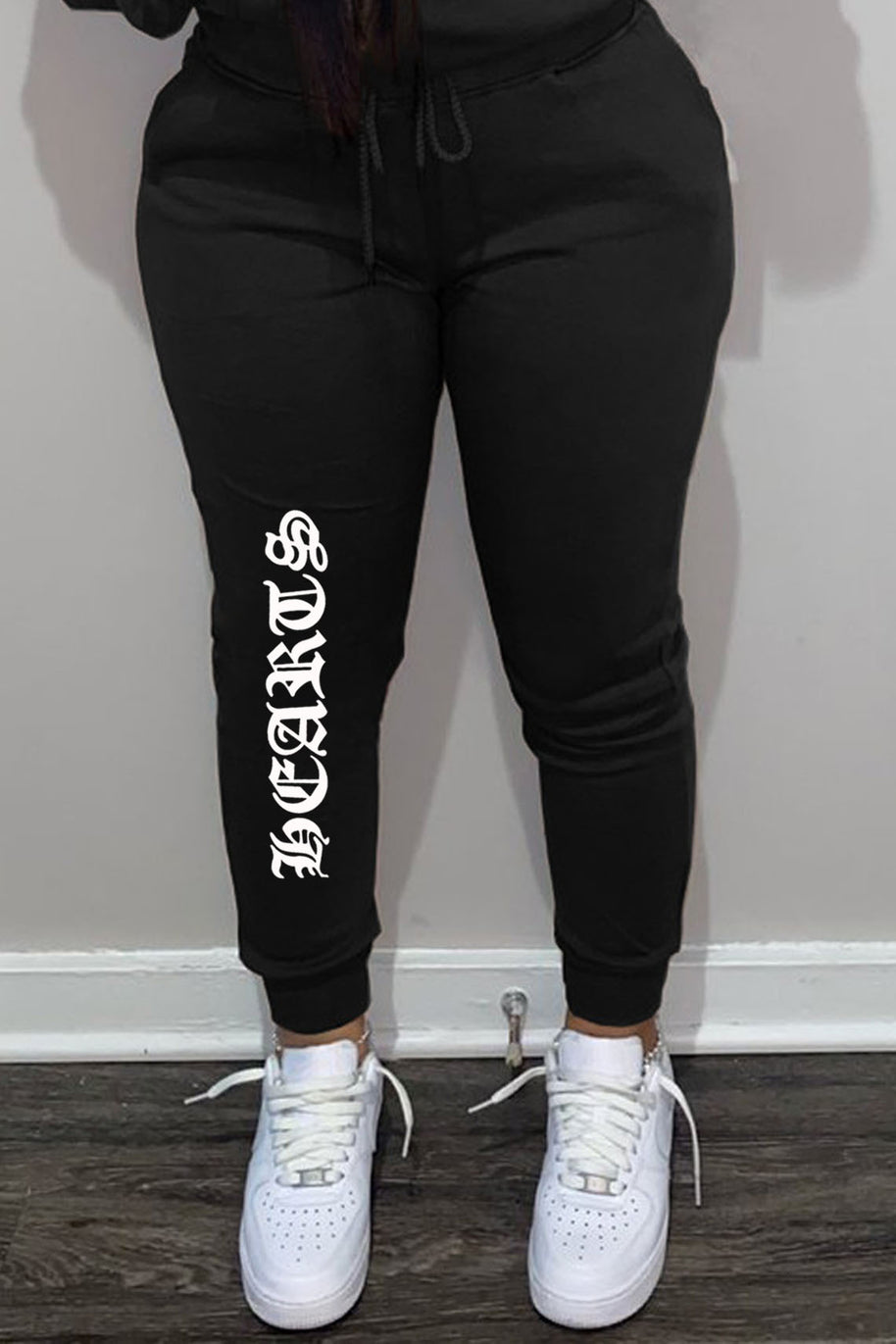 Damen bequeme Sweatpants mit seitlichem Schriftzug WW