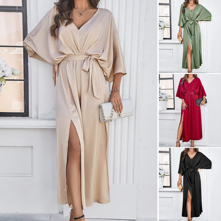 Damen Maxikleid mit eleganter Silhouette und hohen Schlitzen W&W Mode