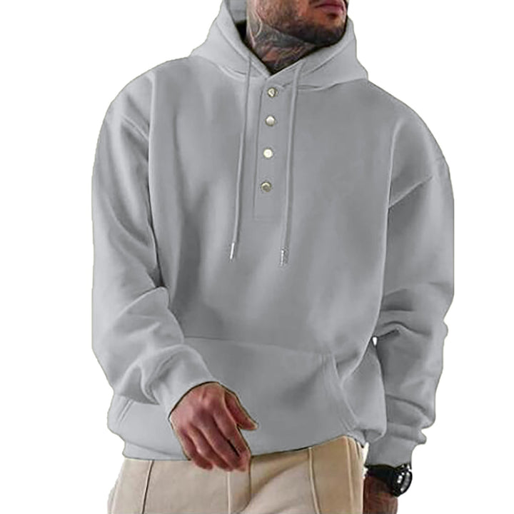 Herren Kapuzenpullover mit Knopfleiste und XXL-Passform W&W Mode