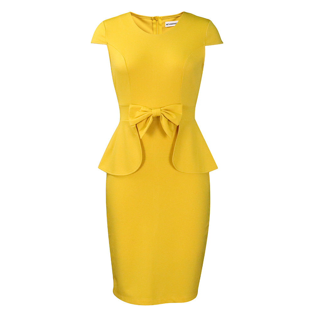 Damen Etuikleid mit elegantem Peplum und raffiniertem Schleifenelement WW