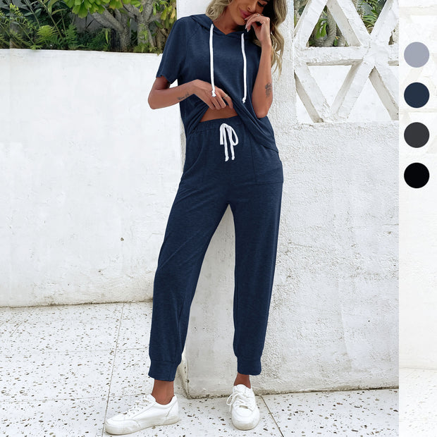 Damen Jumpsuit mit bequemem Kordelzug und lässigem Kurzarmdesign WW