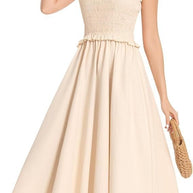 Damen elastisches Maxikleid mit Rüschendetails und geschmeidigem Material WW
