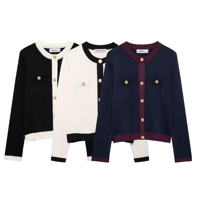 Damen Strickjacke mit dekorativen Knöpfen und praktischen Taschen WW