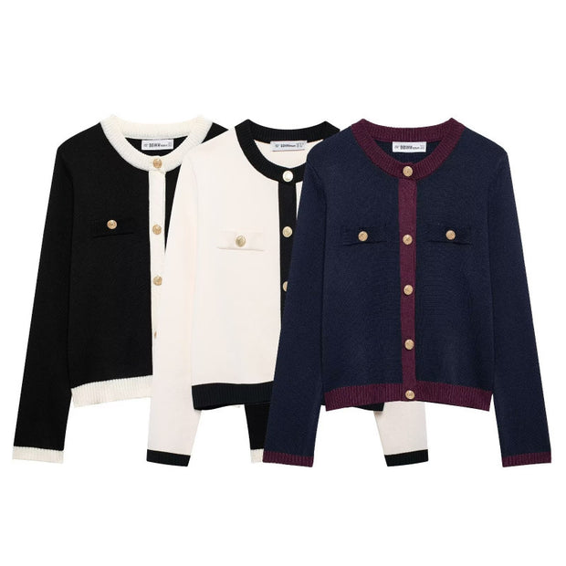 Damen Strickjacke mit dekorativen Knöpfen und praktischen Taschen WW