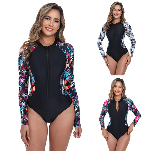 WW | Damen Einteiliger Surfanzug mit langen Ärmeln und verstellbarem Reißverschluss