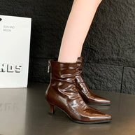 Damen elegante Stiefeletten mit spitzem Zehenbereich und lässigem Schlupfdesign W&W