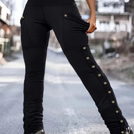 Damen Sportliche High-Waist Leggings mit vielseitigen Taschen und Druckknopfdetails WW