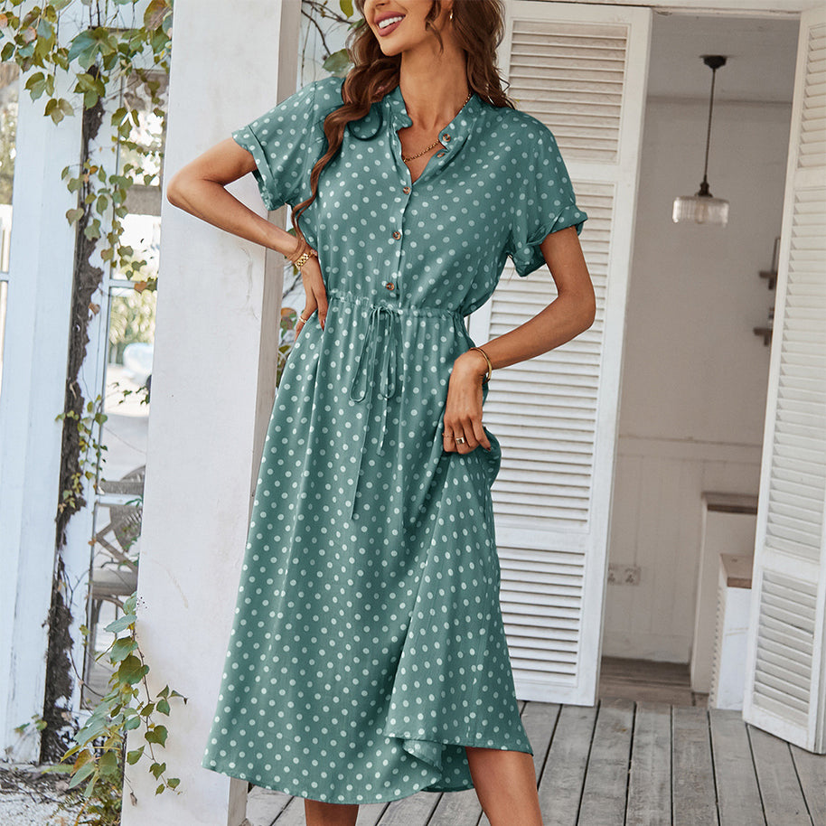 Damen Sommerkleid mit Knopfverschluss und taillierten Design WW