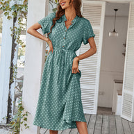Damen Sommerkleid mit Knopfverschluss und taillierten Design WW