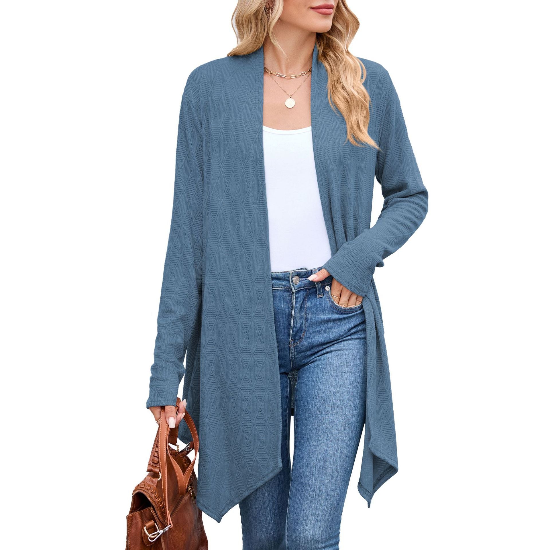 Damen Strickjacke mit asymmetrischem Schnitt und Strukturmuster WW