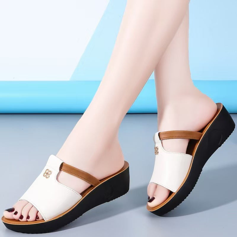 W&W Mode - Sandalen zum Hineinschlüpfen mit offener Spitze | Stilvolle Keilsandalen bequeme Damen