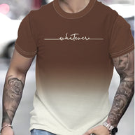 Herren T-Shirt mit kreativem Schriftzug und modernem Farbverlauf WW