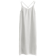 Damen elegantes Leinenkleid mit verstellbaren Spaghetti-Trägern und fließendem Schnitt WW