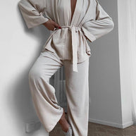 Damen lässiges Kimono-Set mit weitem Schnitt und elastischem Bund WW