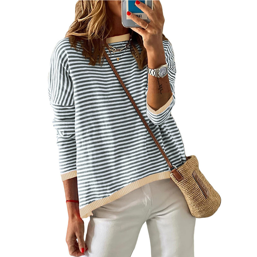 Damen lässiger gestreifter Pullover WW