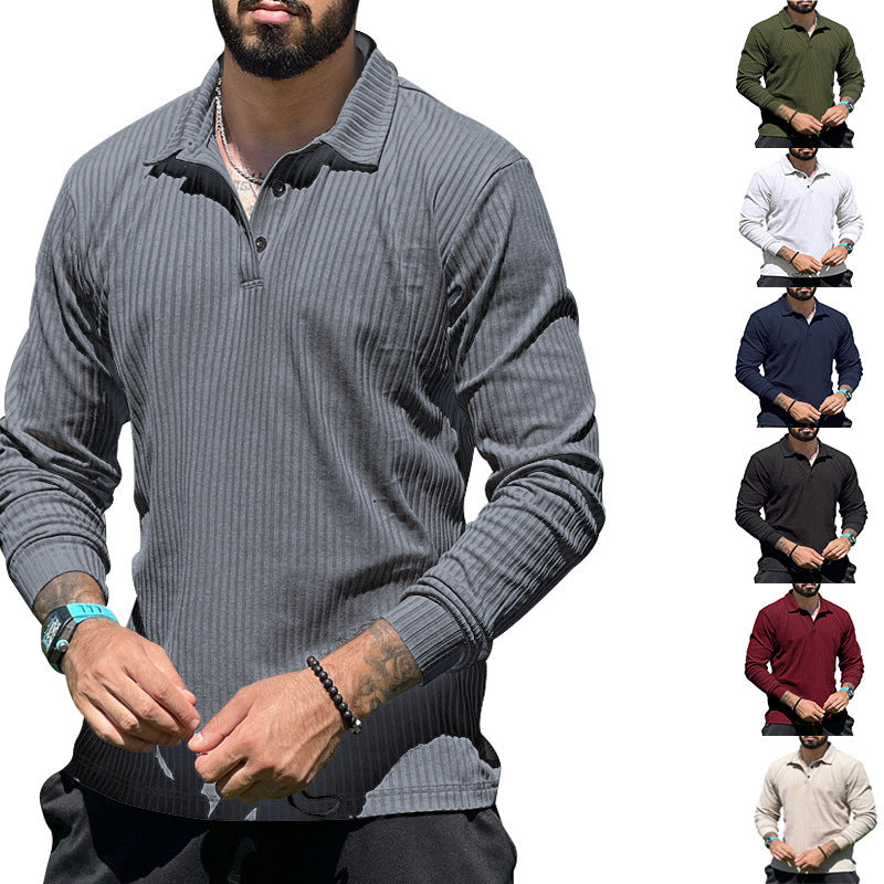 Herren Langarm Poloshirt mit strukturiertem Rippendesign und klassischem Kragen WW