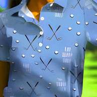 Damen Kurzarm-Hemd mit modischem Golf-Print und komfortablem Schnitt WW