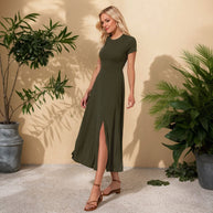 WW | Kurzarm Midi Freizeitkleid