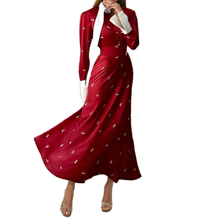 Damen Maxikleid mit elegantem floralen Muster und tiefem V-Ausschnitt W&W Mode