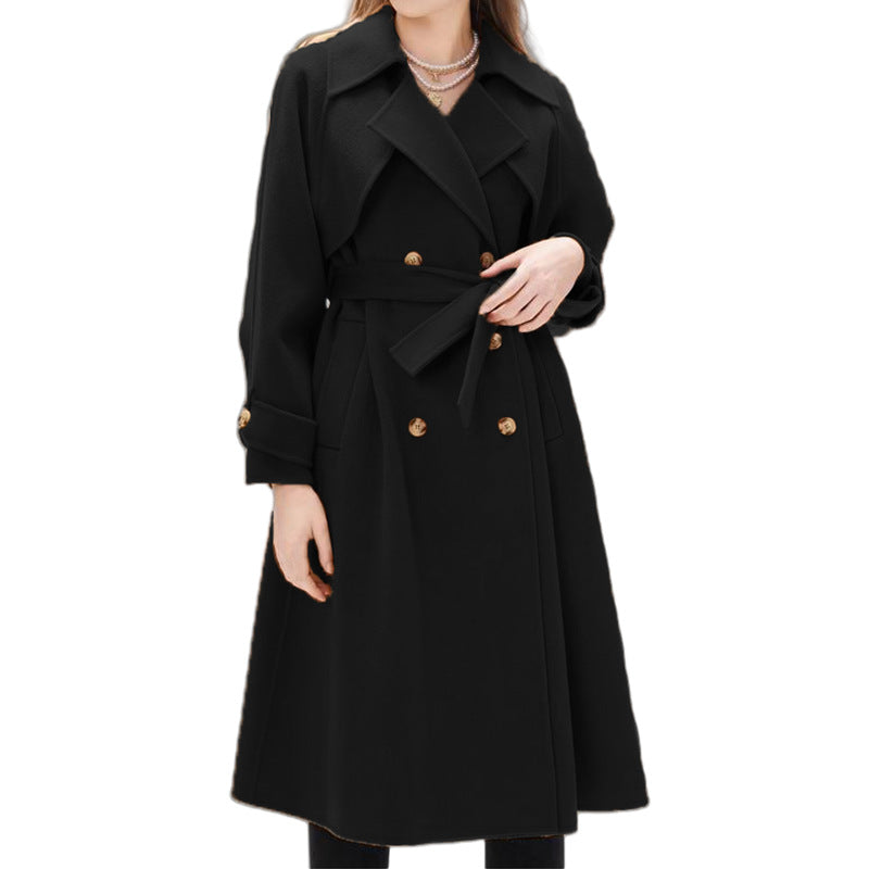 Damen eleganter Trenchcoat mit doppelter Knopfleiste und Taillengürtel WW