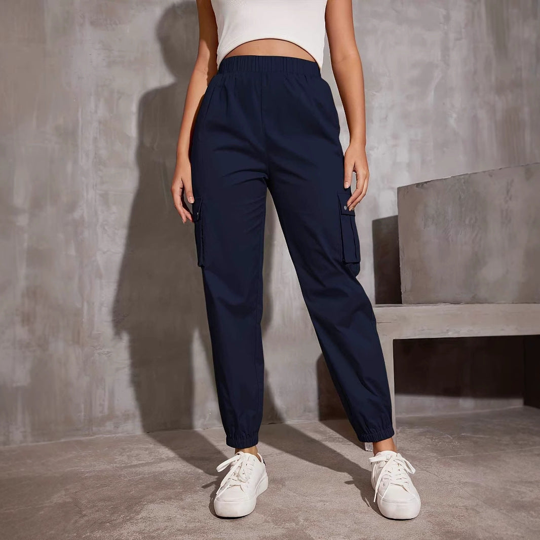 Damen Cargo-Hose mit elastischem Bund und praktischen Seitentaschen W&W Mode