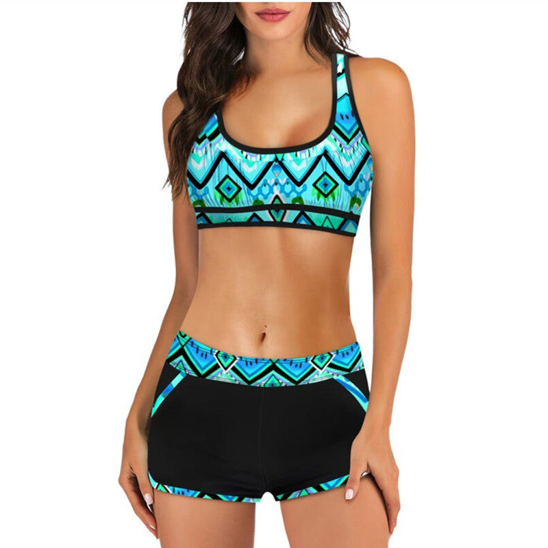 Damen Sport-Bikini-Set mit stylischem Crop-Top und Shorts WW