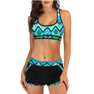 Damen Sport-Bikini-Set mit stylischem Crop-Top und Shorts WW