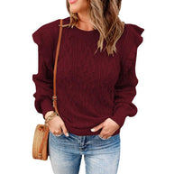 Damen Strickpullover mit Rüschendetails und strukturiertem Design WW