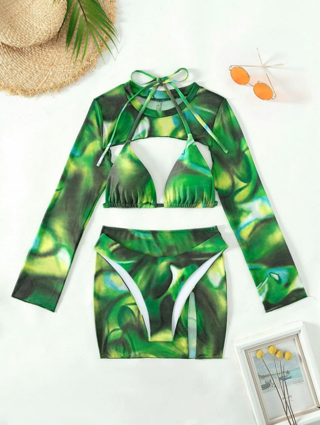 Damen Sport-Bikini-Set mit langen Ärmeln und modischem Schnitt WW