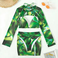 Damen Sport-Bikini-Set mit langen Ärmeln und modischem Schnitt WW