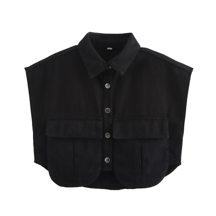 Damen ärmellose Utility-Bluse mit Taschen WW