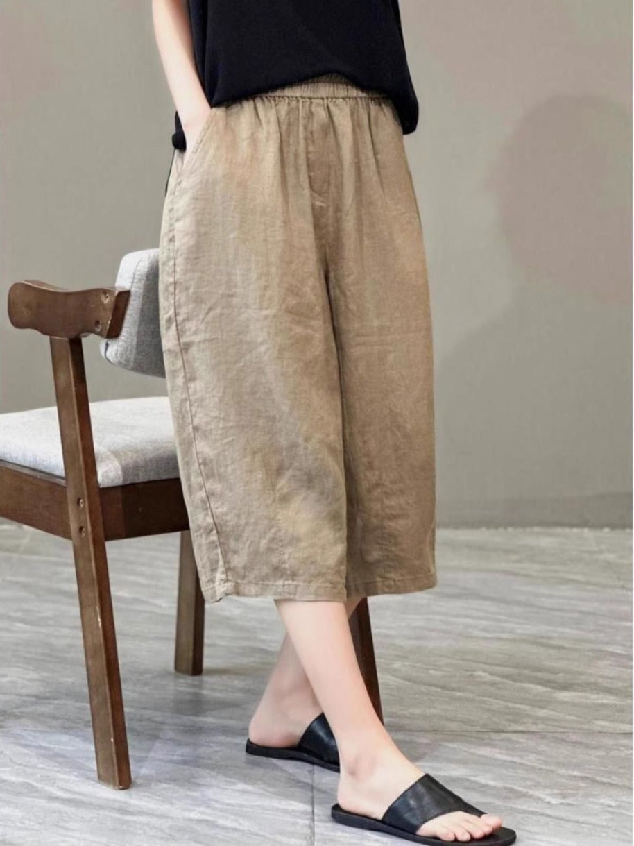 Damen Relaxed Fit Leinen Culotte Shorts WW