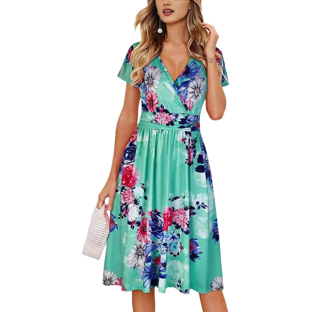 Damen Sommerkleid mit floralen Mustern WW