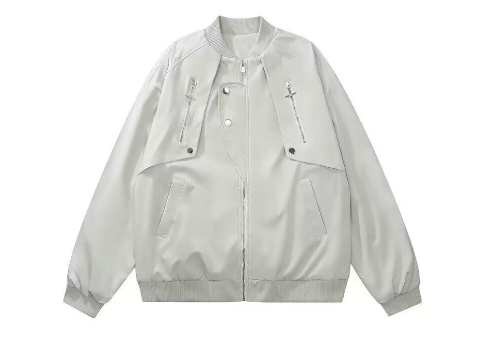 Damen modische Bomberjacke mit funktionalen Reißverschlusstaschen und lockerer Passform W&W Mode