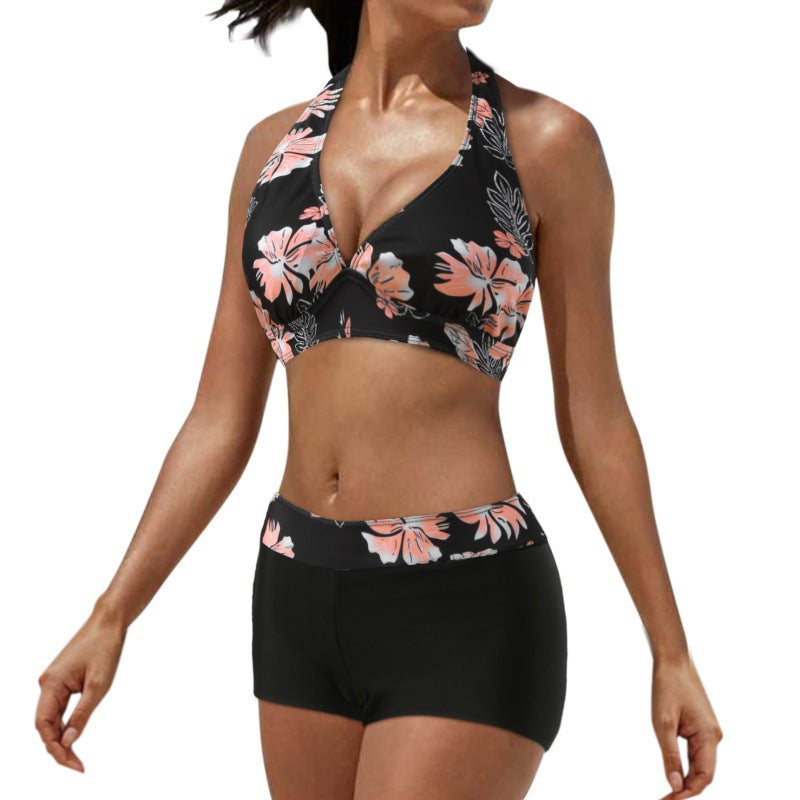 Damen Sportliches Bikini-Set mit auffälliger Streifenmusterung und bequemen Shorts WW