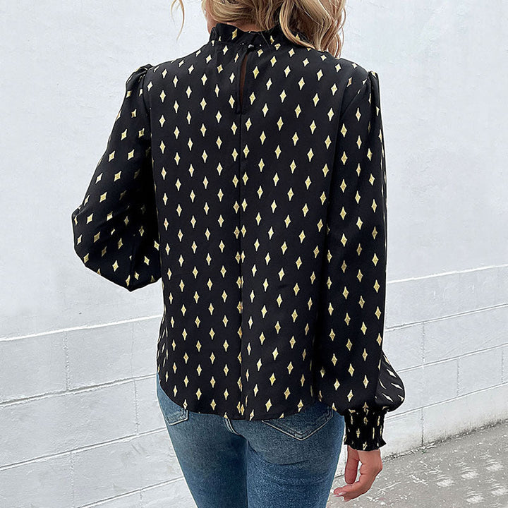 Damen Bluse mit elegantem Kragen und modischem Muster W&W Mode
