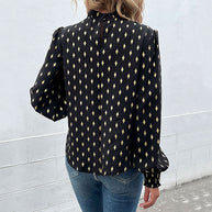 Damen Bluse mit elegantem Kragen und modischem Muster WW