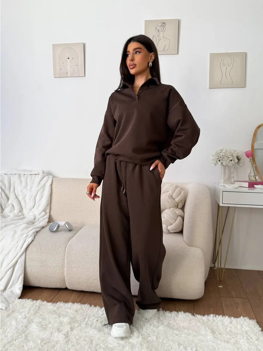 Damen bequemer Poloshirt und lockere Hose Set WW