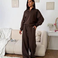 Damen bequemer Poloshirt und lockere Hose Set WW