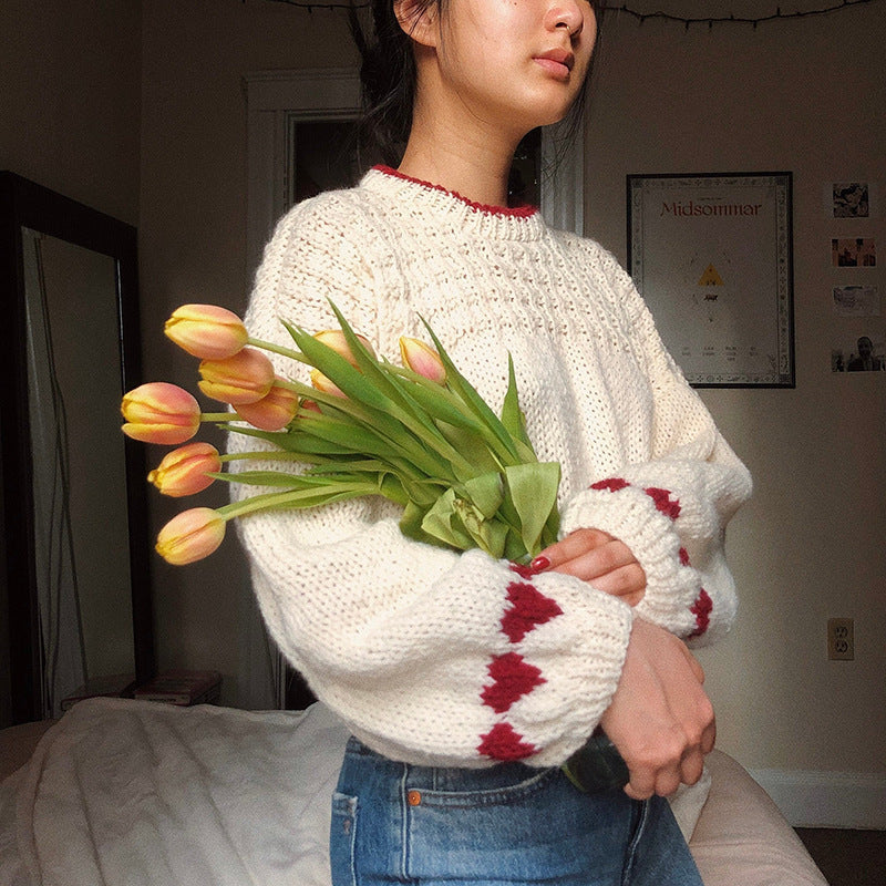 Damen Strickpullover mit trendigem Herzdesign WW