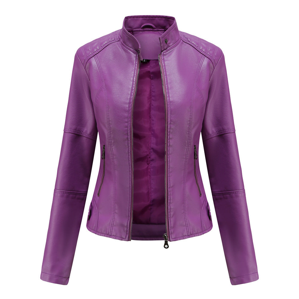 WW - Damen schlichte Kunstlederjacke für einen kantigen Look